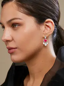 MINUTIAE Silver-Plated Contemporary Drop Earrings