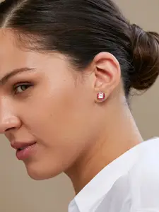 MINUTIAE Silver-Plated Square Studs Earrings