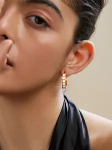 MINUTIAE Gold-Plated Kundan Studded Hoop Earrings