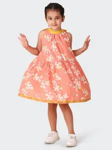 Fabindia Girls Floral Printed Cotton A-Line Dress