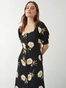 DOROTHY PERKINS Floral Print Puff Sleeves A-Line Midi Dress