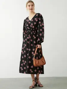 DOROTHY PERKINS Floral Print Smocked Detail Midi Dress