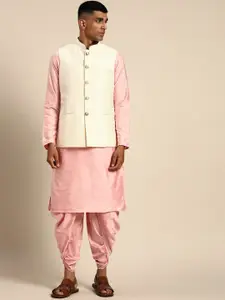 KISAH Mandarin Collar Kurta With Dhoti Pants & Nehru Jacket