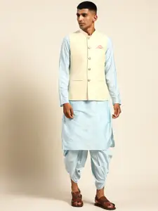 KISAH Mandarin Collar Kurta with Dhoti Pants & Nehru jacket