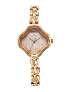 Titan Women Brass Printed Dial & Stainless Steel Bracelet Style Straps Analogue Watch