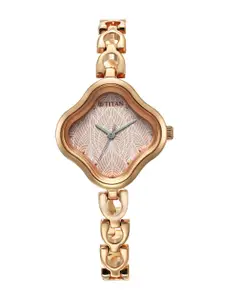 Titan Women Brass Printed Dial & Stainless Steel Bracelet Style Straps Analogue Watch