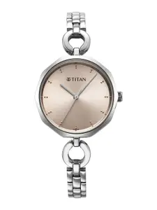 Titan Women Embellished Dial & Stainless Steel Bracelet Style Straps Analogue Watch