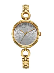 Titan Women Brass Dial & Stainless Steel Bracelet Style Straps Analogue Watch 2702YM01