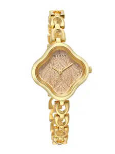 Titan Women Brass Dial & Stainless Steel Bracelet Style Straps Analogue Watch 2701YM01
