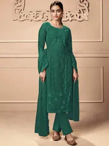 ODETTE Ethnic Motifs Embroidered Semi-Stitched Dress Material