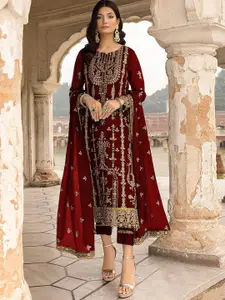 ODETTE Embroidered Semi-Stitched Dress Material