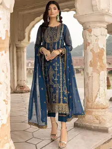 ODETTE Embroidered Semi-Stitched Dress Material