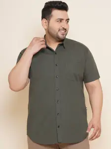 John Pride Plus Size Spread Collar Cotton Casual Shirt