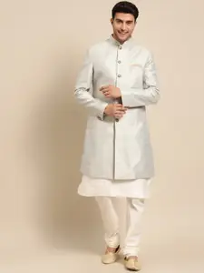 KISAH Men Self-Design Kurta & Indowestern Sherwani with Churidar Set