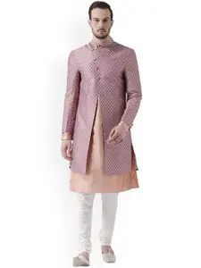 KISAH Men Self-Design Kurta & Indowestern Sherwani with Churidar Set