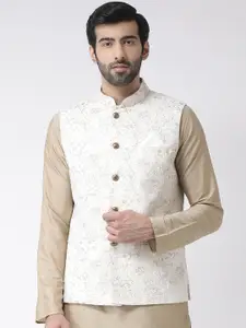 KISAH Men Printed Zari  Regular Fit Nehru Jacket