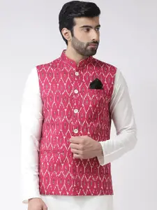KISAH Men Printed Zari  Regular Fit Nehru Jacket