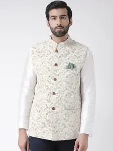 KISAH Men Kantha Printed Regular Fit Nehru Jacket