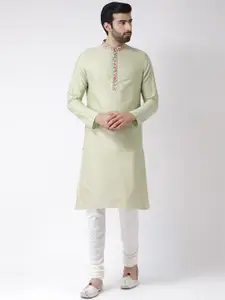 KISAH Mandarin Collar Thread Work Kurta