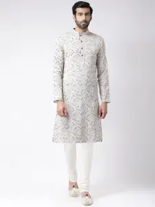 KISAH Men Printed  Regular Fit Kantha Print Kurta