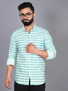 FUBAR Modern Horizontal Stripes Cotton Casual Shirt