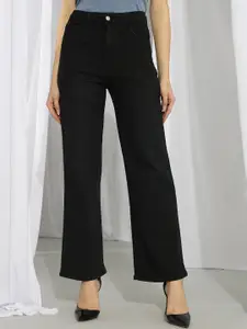 Kotty Women Black Jean Straight Fit High-Rise Stretchable Jeans