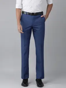 Park Avenue Men Solid Smart Slim Fit Mid-Rise Plain Woven Flat-Front Formal Trousers