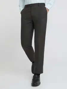 Park Avenue Men Solid Smart Slim Fit Mid-Rise Plain Woven Flat-Front Formal Trousers