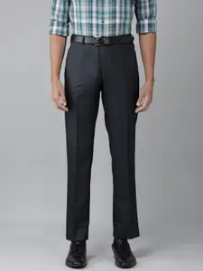 Park Avenue Men Textured Self Design Smart Slim Fit Plain Woven Flat-Front Formal Trousers