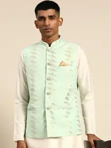 KISAH Woven Design Nehru Jacket