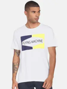 Flying Machine Typography Printed Short Sleeves Pure Cotton T-shirt