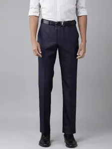 Park Avenue Men Solid Smart Slim Fit Mid-Rise Plain Woven Flat-Front Formal Trousers