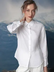 RAREISM Shirt Style Long Cuffed Sleeves Shirt Collar Cotton Regular Top