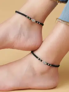 Zavya Women Set of 2 Silver-Plated 925 Sterling Silver Anklets