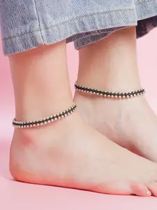 Zavya Women 925 Sterling Silver 2Pcs Anklets
