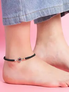 Zavya 925 Pure Silver Crystal Rhodium-Plated Anklet