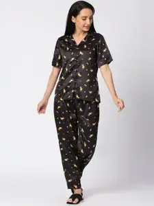 Smarty Pants Belle Printed Satin Night Suit