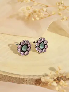 Saraf RS Jewellery Silver-Plated CZ Studded Toe Rings