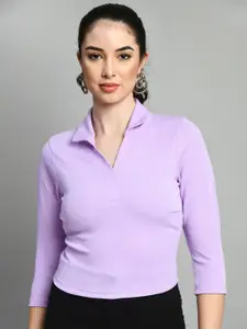 IUGA Shirt Collar Three Quarter Sleeves Regular Top