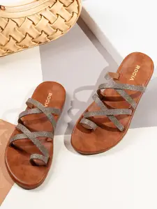 Rocia Textured Strappy One Toe Flats