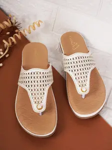 EVERLY Laser Cuts Ortho T-Strap Flats