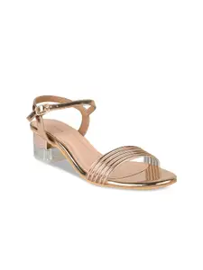 Rocia Striped Open Toe Block Heels