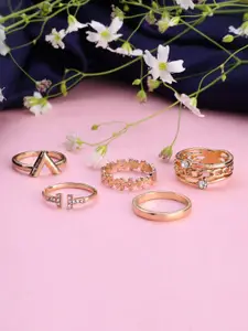 AccessHer Set Of 5 Gold-Plated Finger Rings