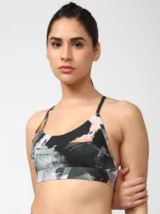 Reebok Abstract Printed Lux Strappy Sports Bra