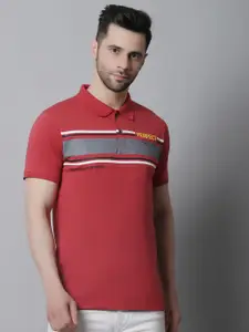 VENITIAN Colourblocked Polo Collar Cotton Casual T-Shirt