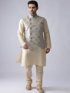 KISAH Mandarin Collar Kurta & Churidar & Nehru Jacket Set