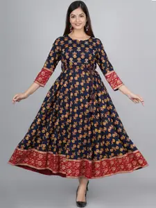 KALINI Floral Printed Fit & Flare Ethnic Dress