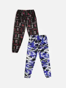 Fashionable Girls Pack Of 2 Printed Mid-Rise Lounge Pants