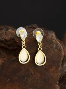 E2O Gold-Plated Contemporary Stone Studded Drop Earrings