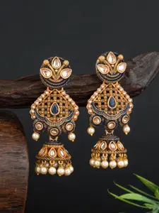 E2O Gold-Plated Contemporary Meenakari Jhumkas Earrings
